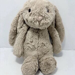 Jellycat Taupe Plush Bunny with Cream Logo Tag